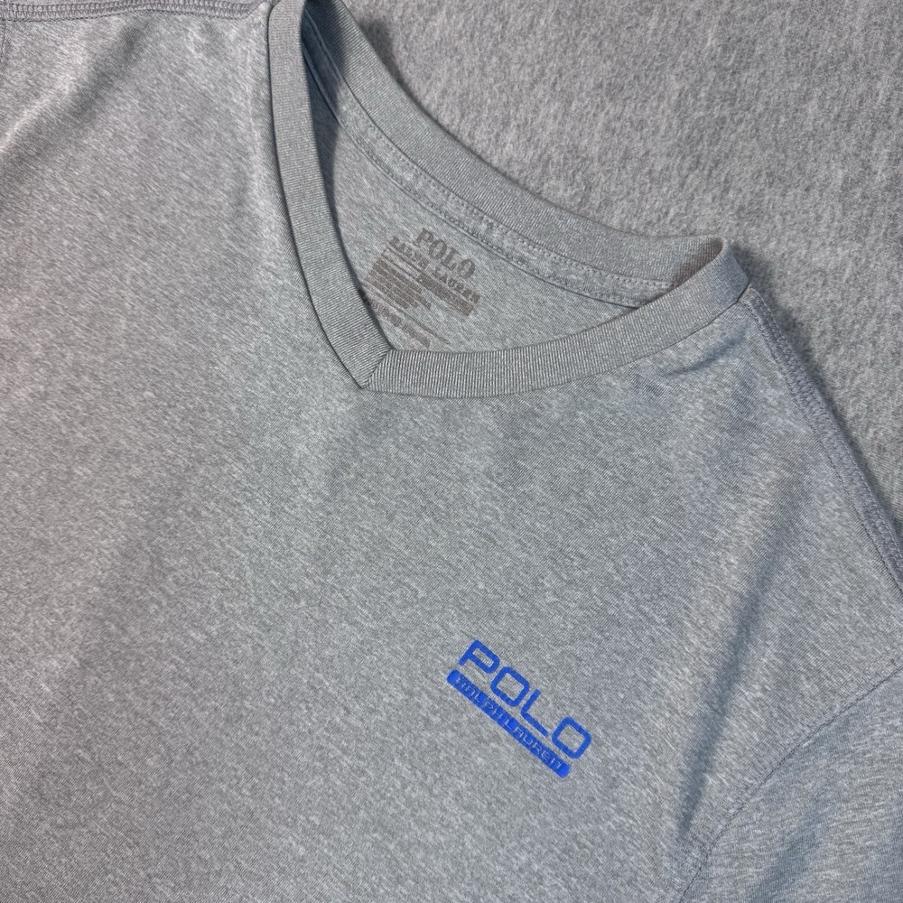 POLO RALPH LAUREN Performance Gray Shirt Boys XL 18-20 V neck